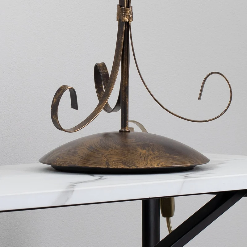 B-Ware Tischleuchte Lampe Grande Odino Textil Bronze Creme Schalter Metall E27 LED 57cm