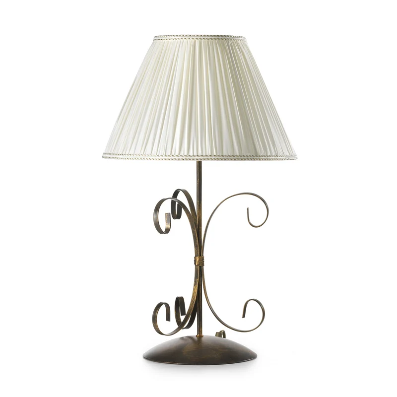 B-Ware Tischleuchte Lampe Grande Odino Textil Bronze Creme Schalter Metall E27 LED 57cm