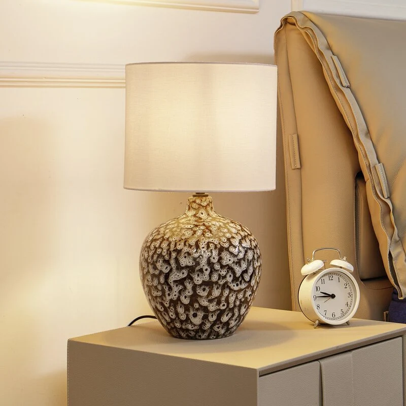 B-Ware Lindby Tischleuchte Lampe Thalassia schwarz weiß Ø 26cm Keramik680