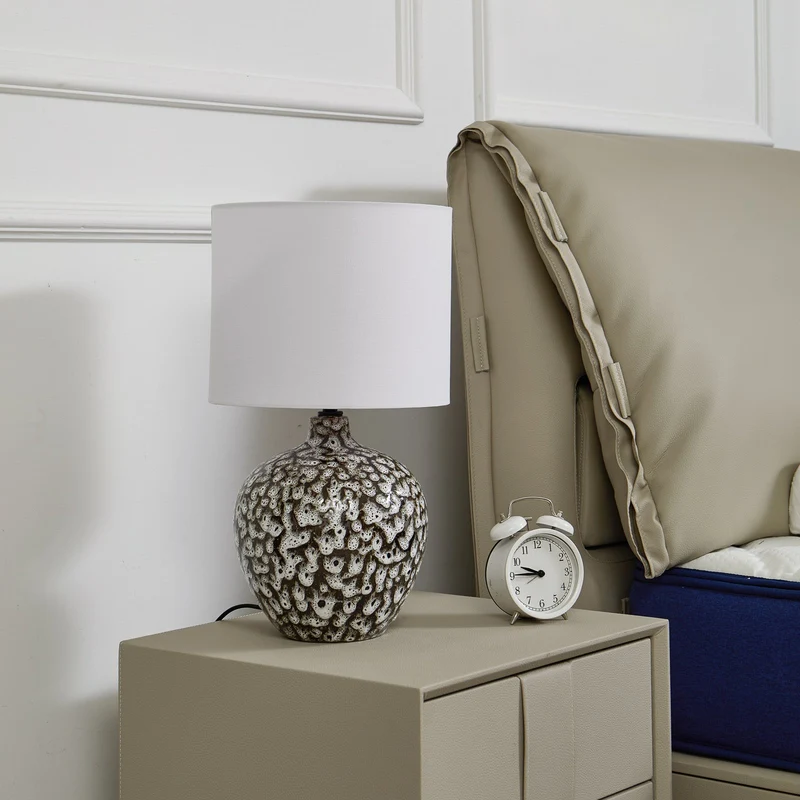 B-Ware Lindby Tischleuchte Lampe Thalassia schwarz weiß Ø 26cm Keramik680