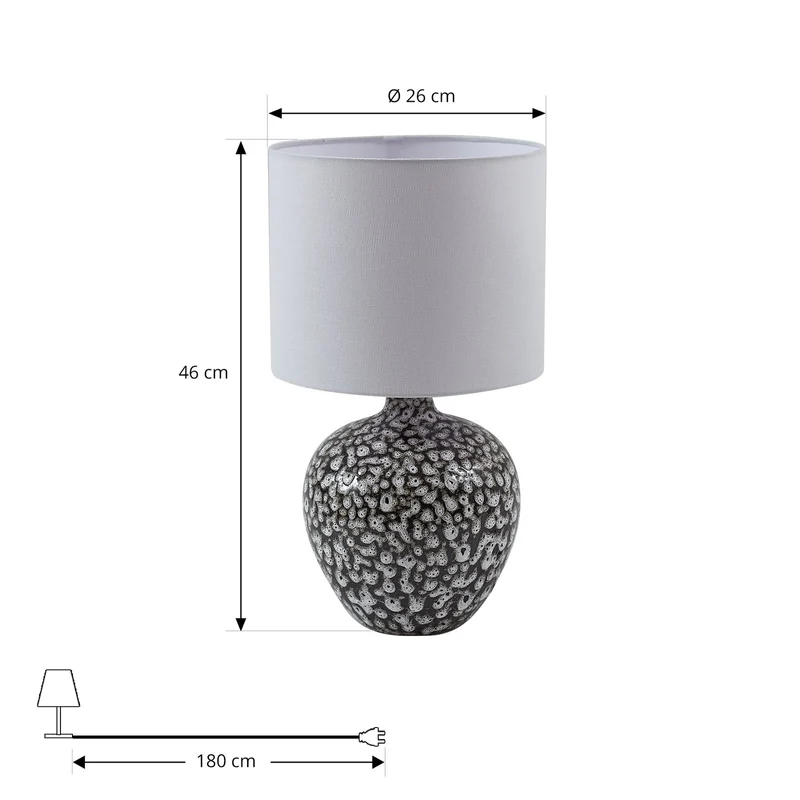 B-Ware Lindby Tischleuchte Lampe Thalassia schwarz weiß Ø 26cm Keramik680