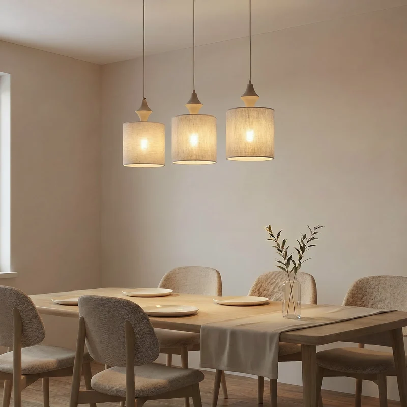 B-Ware Amura Hängeleuchte Pendelleuchte Leuchte Lampe Beige Sand 3-flammig E27 105 cm