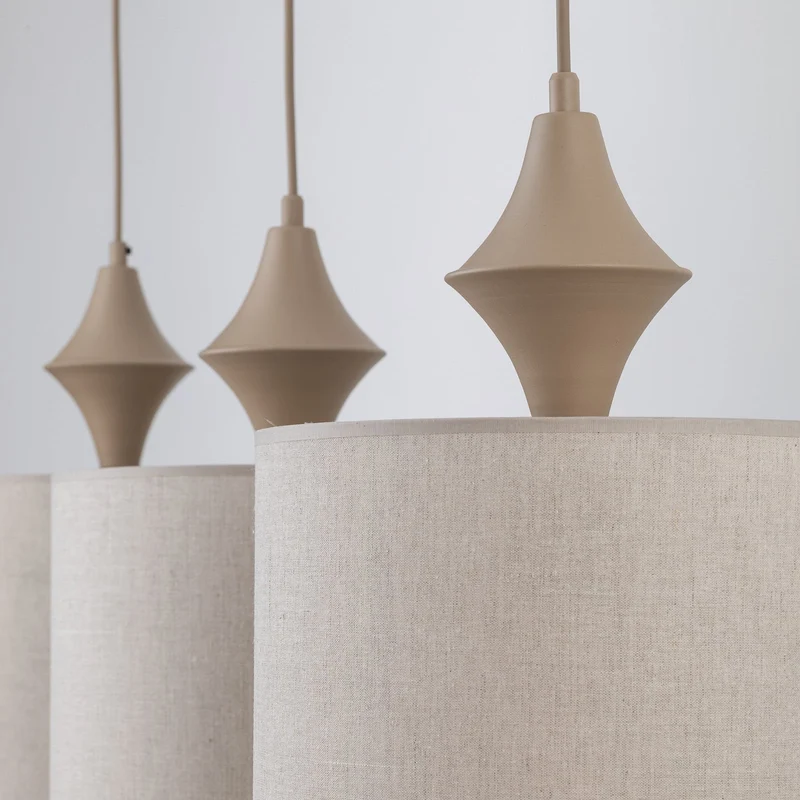 B-Ware Amura Hängeleuchte Pendelleuchte Leuchte Lampe Beige Sand 3-flammig E27 105 cm
