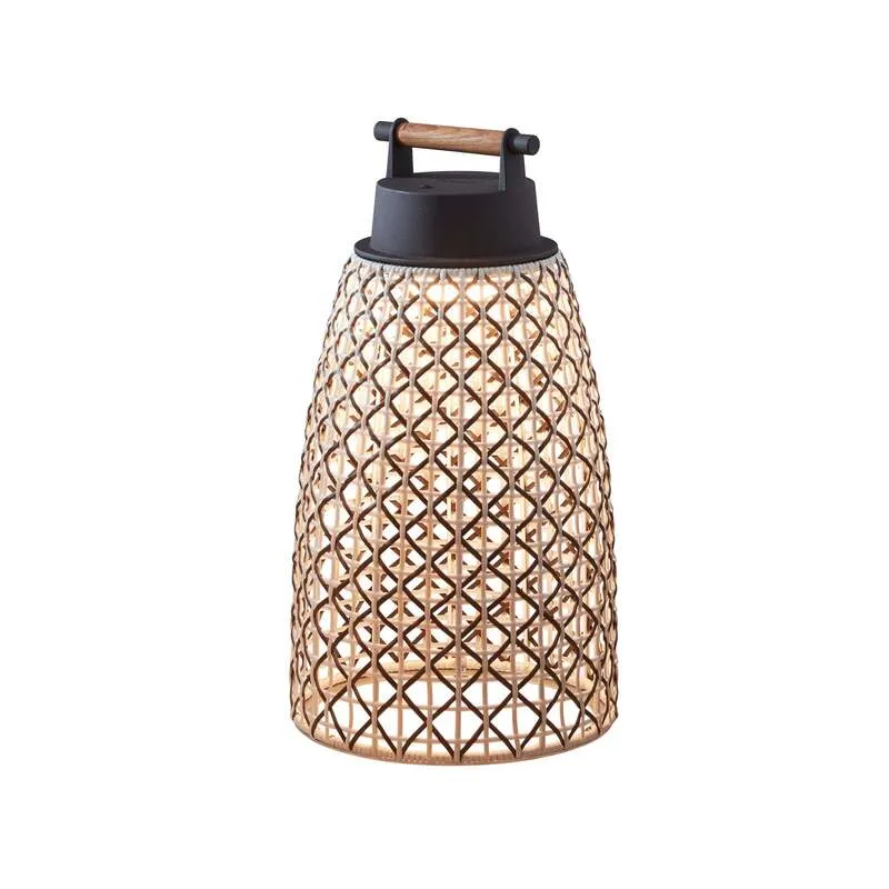 B-Ware bover Tischleuchte Lampe Akkuleuchte nans braun Edelstahl Teakholz Außen