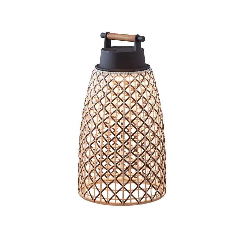 B-Ware bover Tischleuchte Lampe Akkuleuchte nans braun Edelstahl Teakholz Außen