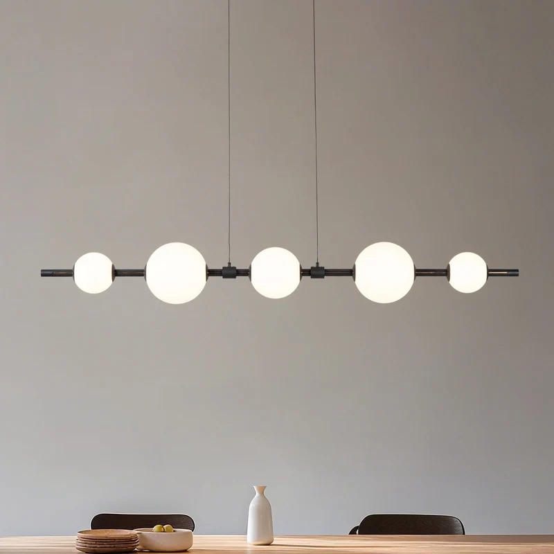 B-Ware Lucande Pendelleuchte LED-Hängeleuchte Tanira schwarz weiß 140cm, step-dim