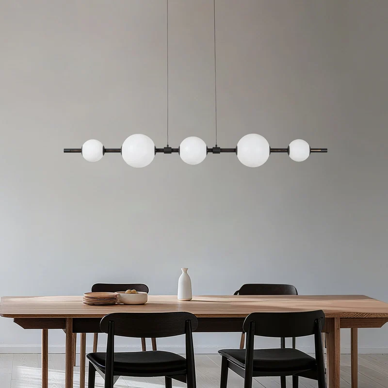 B-Ware Lucande Pendelleuchte LED-Hängeleuchte Tanira schwarz weiß 140cm, step-dim
