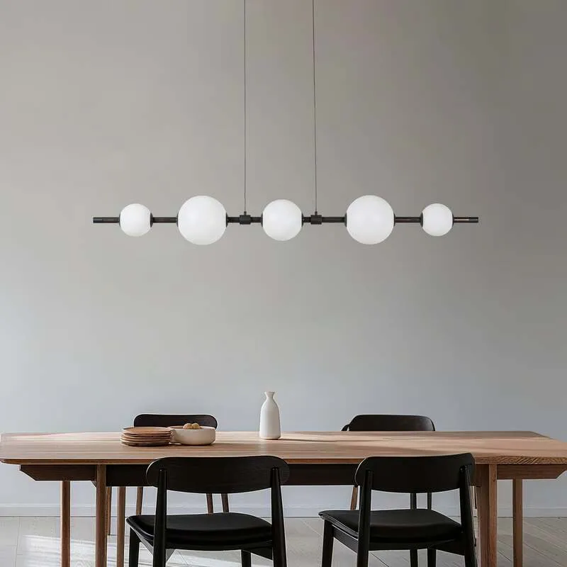 B-Ware Lucande Pendelleuchte LED-Hängeleuchte Tanira schwarz weiß 140cm, step-dim