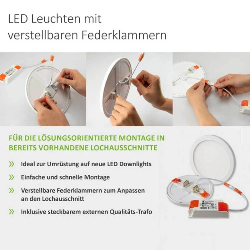 Einbau LED-Panel Ø 17,5cm Flex Dimmbar 15W Ausschnitt 5-16cm Warmweiß