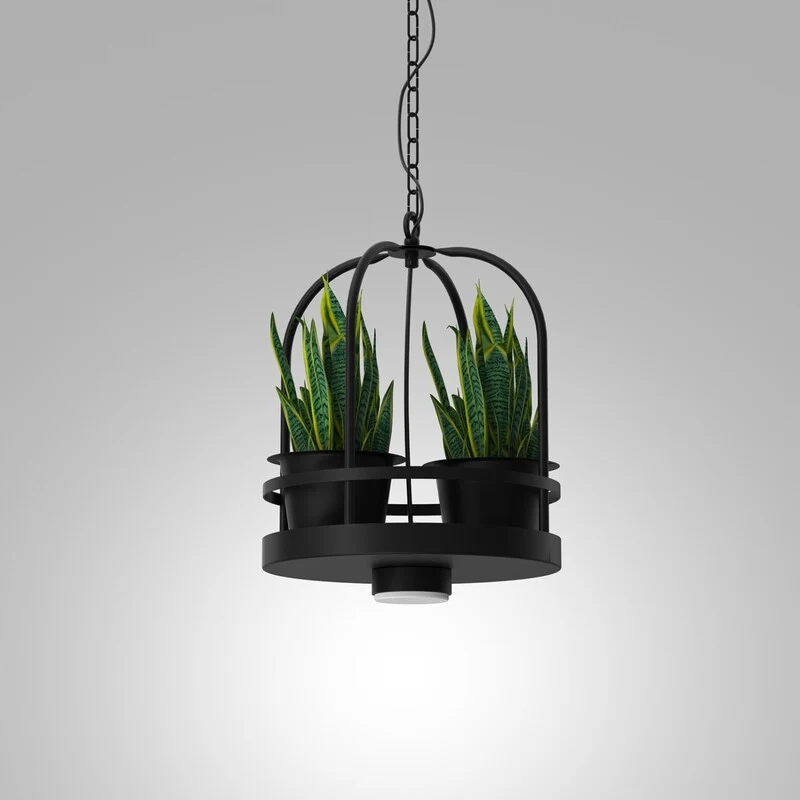 B-Ware Luminex Pendelleuchte Hängelampe ZONA rund Schwarz Ablage Pflanze Stahl GX53 LED