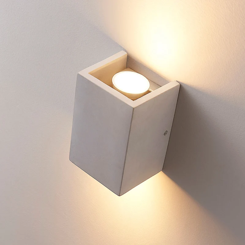 B-Ware Lindby Wandleuchte Gerda 2-flammig LED Wandlampe Beton dimmbar hellgrau 10x15cm