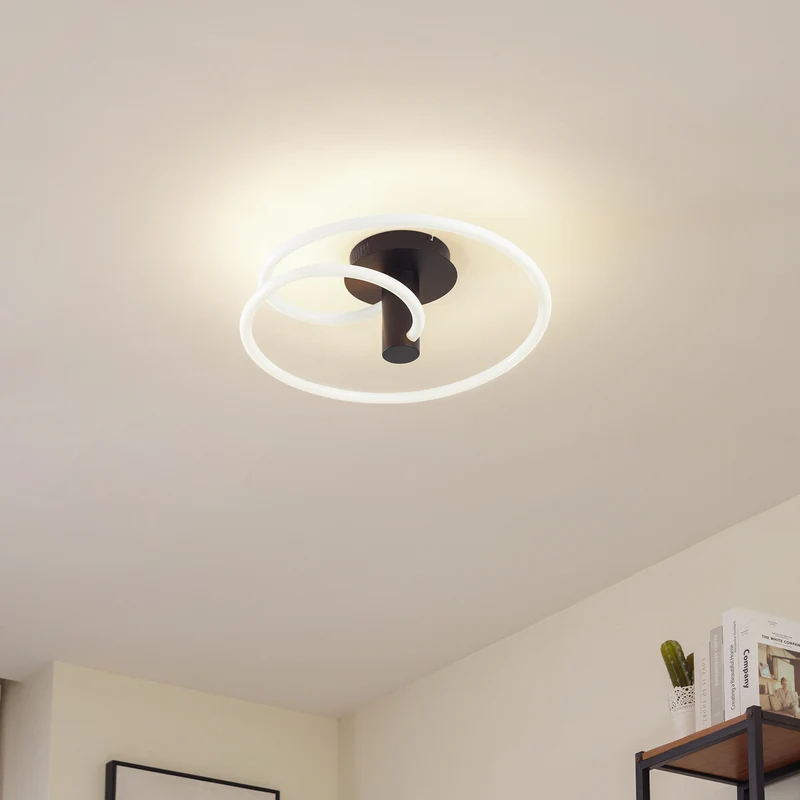 B-Ware Lucande Deckenleuchte Valenora LED Lampe dimmbar warmweiß Ø49cm schwarz/weiß