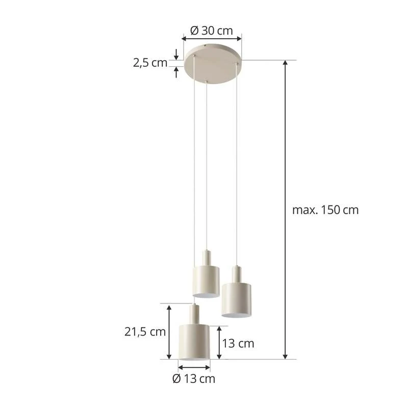 B-Ware Lindby Hängelampe Hängeleuchte Ovelia LED Pendelleuchte dimmbar beige 3-flammig