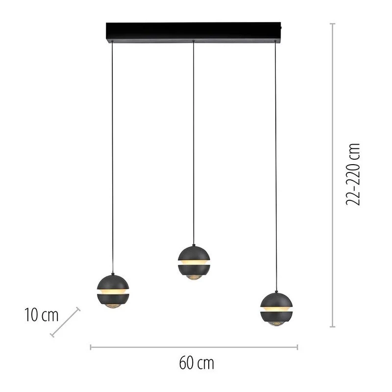 B-Ware SCHÖNER WOHNEN Pendelleuchte Hängelampe LED LINI verstellbar dimmbar 3-flammig