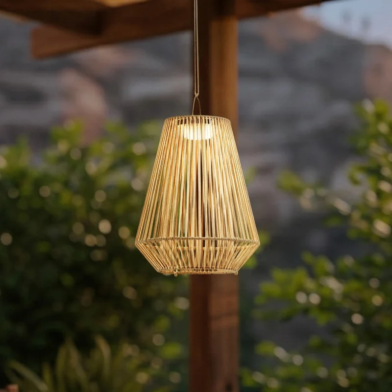 B-Ware Austas LED-Solarhängelampe Ø32cm beige USB Gartenlampe Hängelampe IP54 Leuchte
