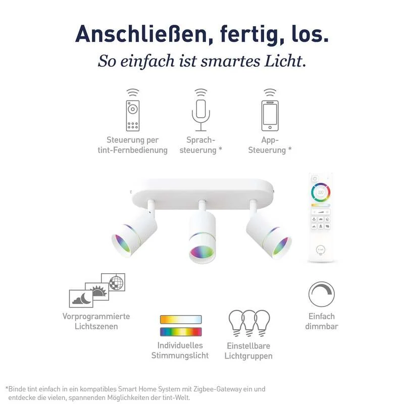B-Ware Müller Licht tint Nalo LED-Strahler 3-flammig dimmbar mit Fernbedienung