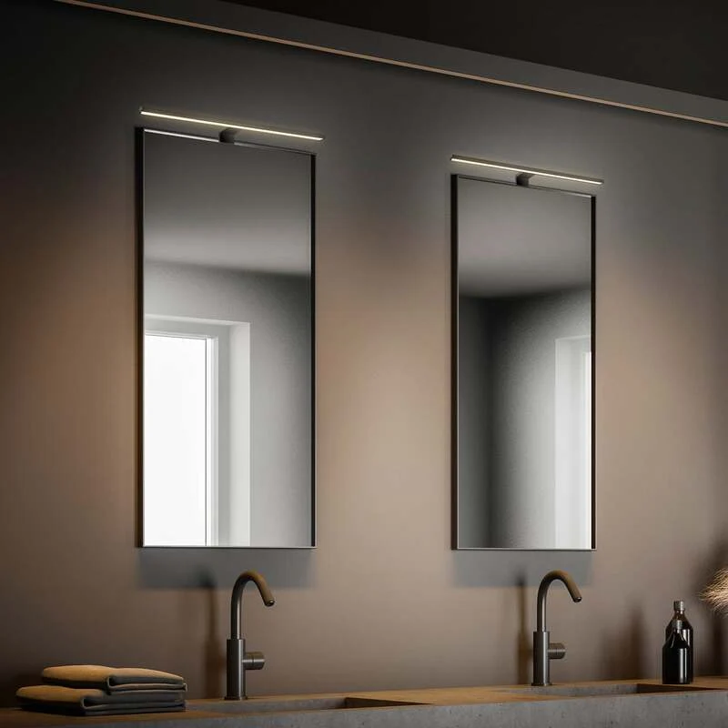 B-Ware Briloner LED Spiegellampe Dun 2 in 1 Wandleuchte schwarz matt IP44 50cm Lampe