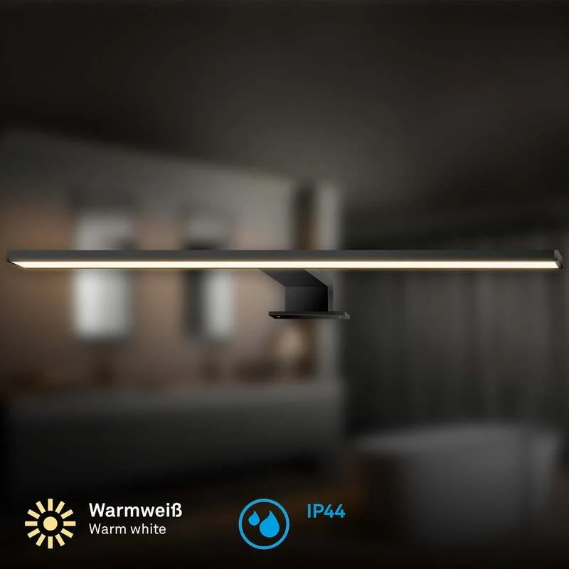 B-Ware Briloner LED Spiegellampe Dun 2 in 1 Wandleuchte schwarz matt IP44 50cm Lampe