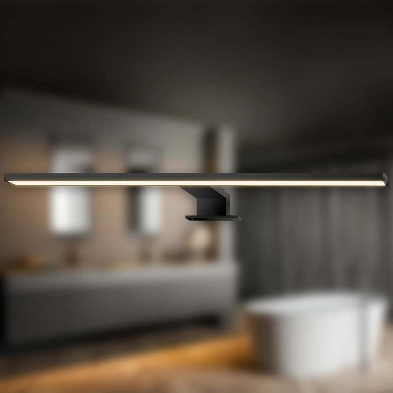 B-Ware Briloner LED Spiegellampe Dun 2 in 1 Wandleuchte schwarz matt IP44 50cm Lampe