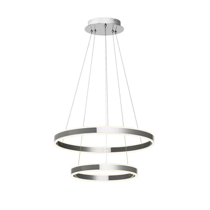 B-Ware Lucande Pendelleuchte Hängeleuchte Lyani LED dimmbar chrom 60cm 2-flg. Leuchte