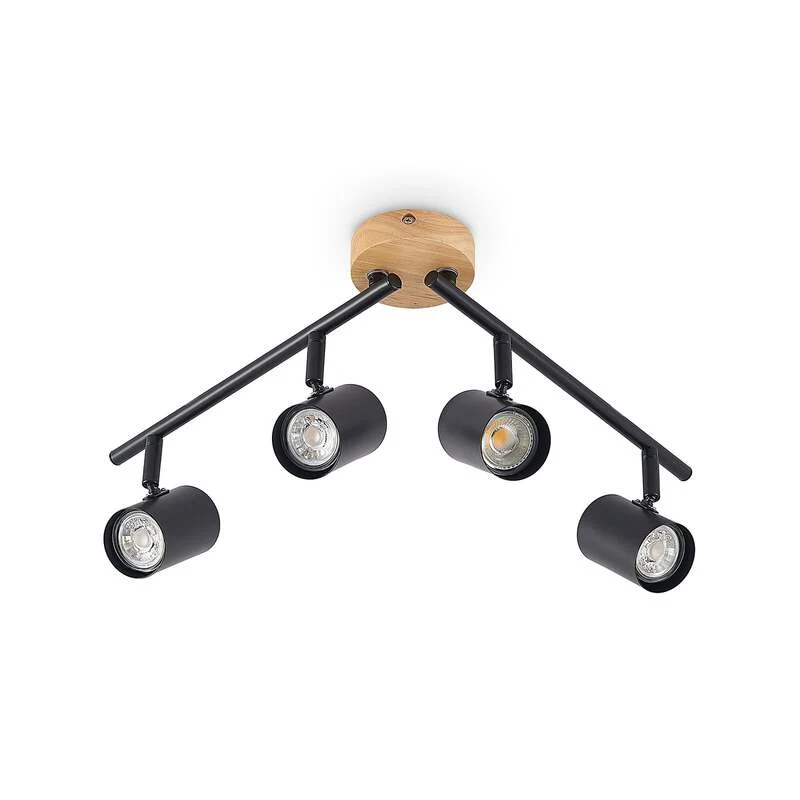 B-Ware Lindby Deckenleuchte Xiomara 4-flammig LED Lampe Leuchte dimmbar schwarz Holz