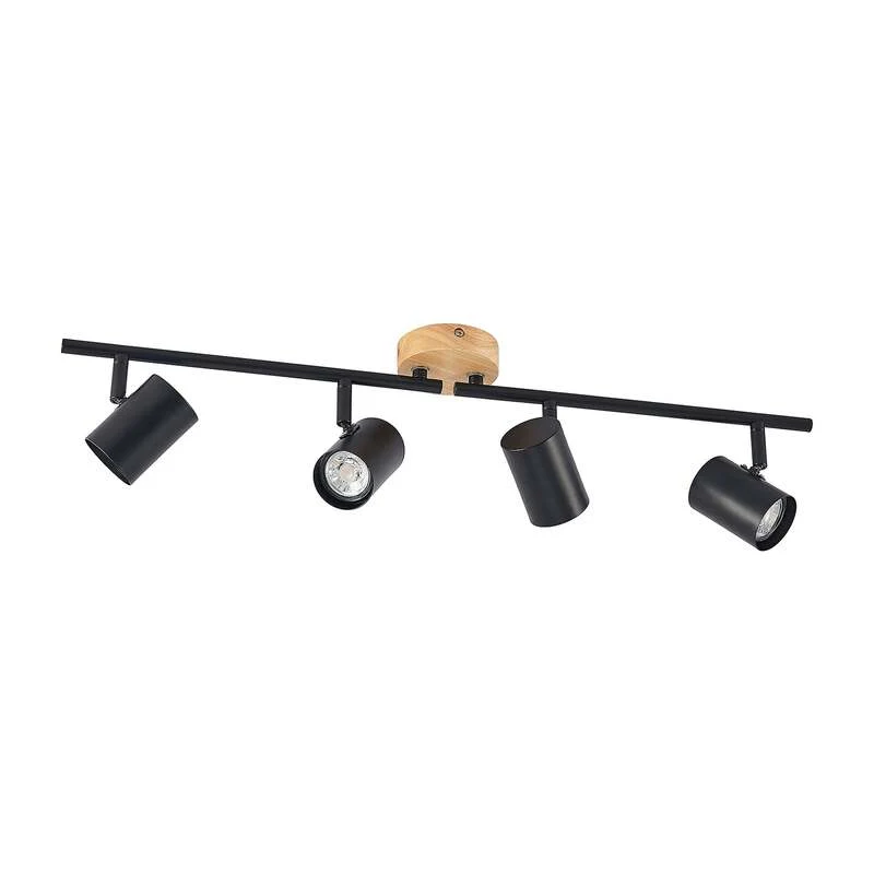 B-Ware Lindby Deckenleuchte Xiomara 4-flammig LED Lampe Leuchte dimmbar schwarz Holz