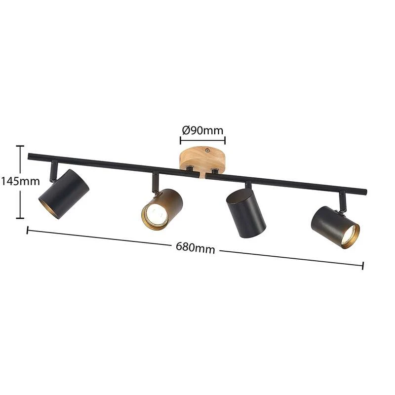 B-Ware Lindby Deckenleuchte Xiomara 4-flammig LED Lampe Leuchte dimmbar schwarz Holz