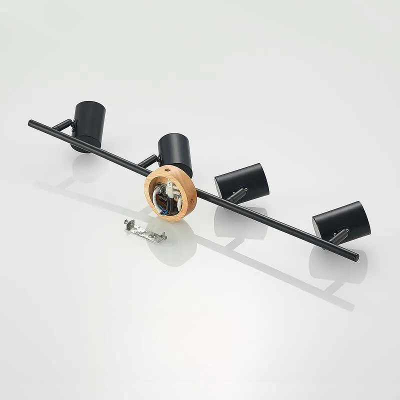 B-Ware Lindby Deckenleuchte Xiomara 4-flammig LED Lampe Leuchte dimmbar schwarz Holz