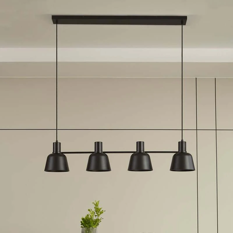 B-Ware Lucande Hängeleuchte Servan LED Pendelleuchte 4-flammig dimmbar schwarz 101,5cm