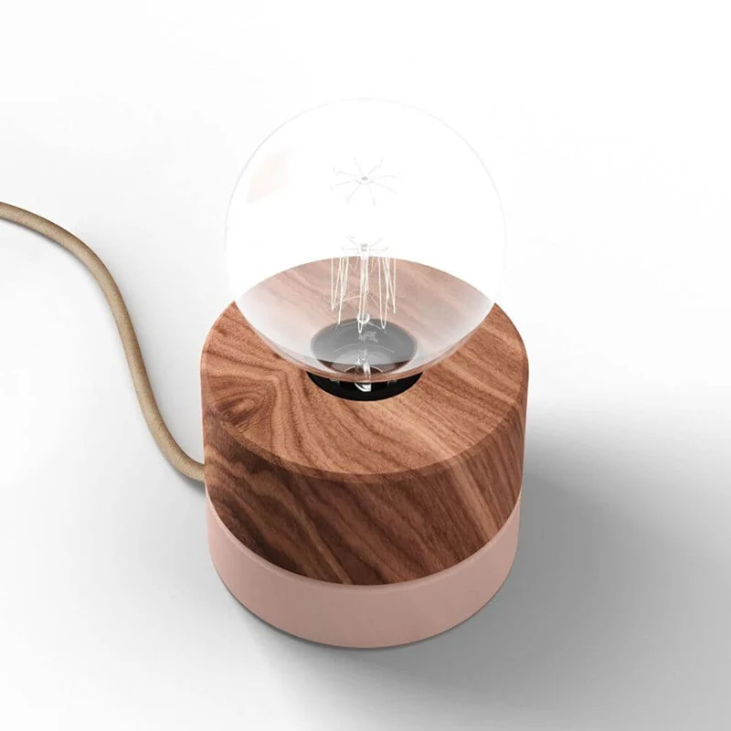 Holz Tischlampe Ø 11cm in 3 Holzarten