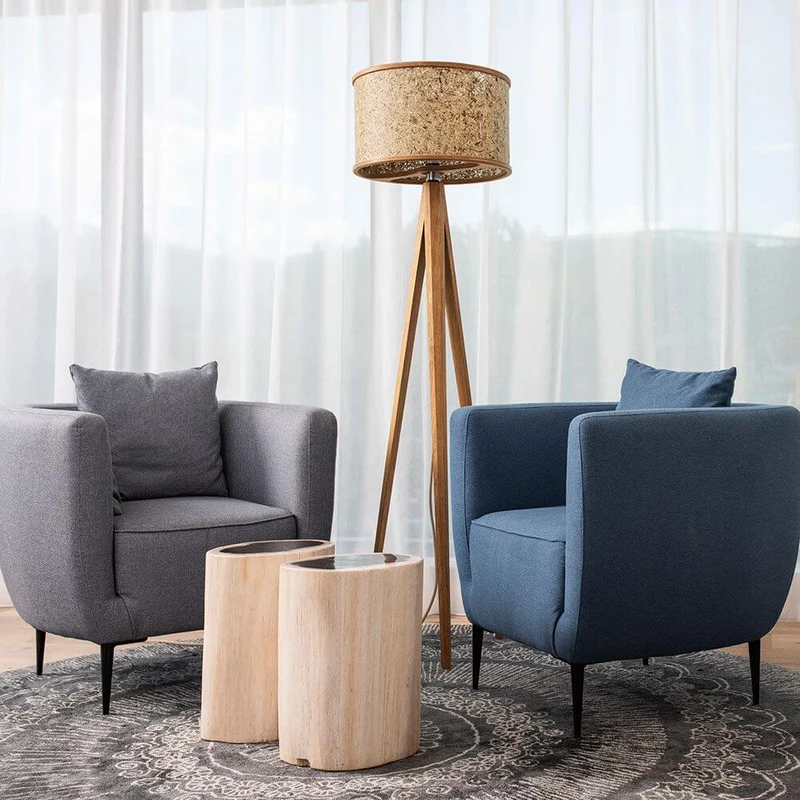 Holz Stehlampe 163cm mit Heuschirm