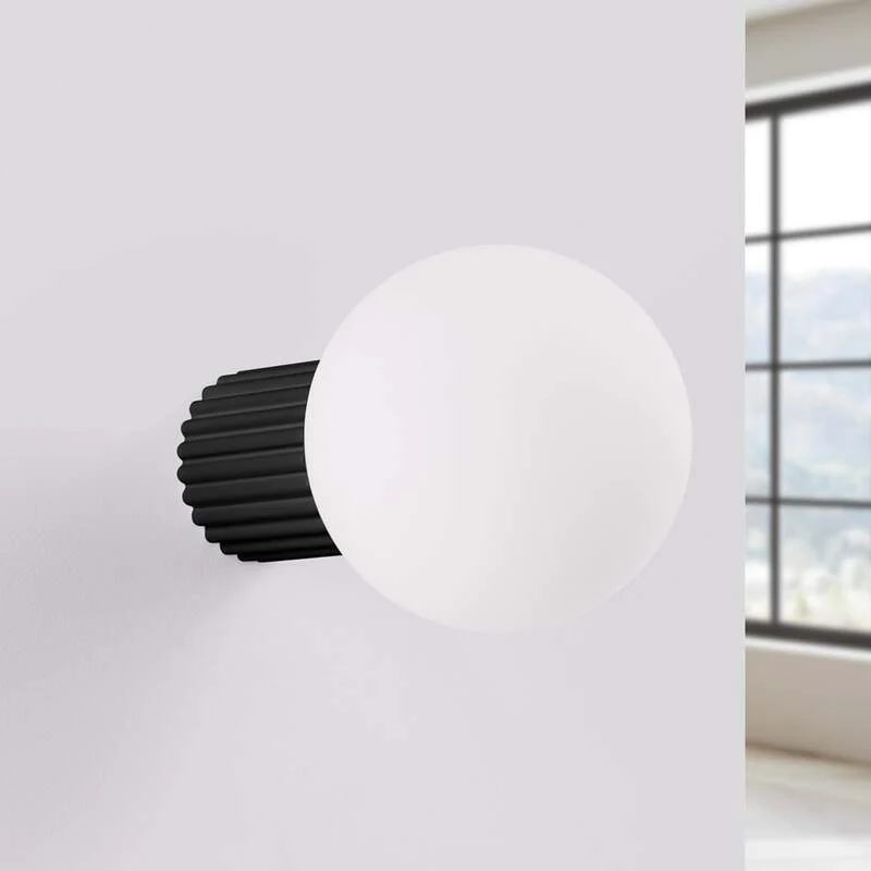 B-Ware Wandleuchte Wandlampe Orbi Schwarz Glas Aluminium IP44 Badezimmer G9 LED Ø 12 cm
