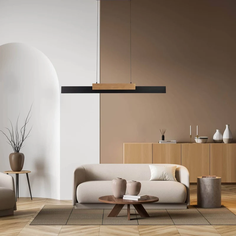 B-Ware Näve Pendelleuchte Hängeleuchte LED Wiebke schwarz Holz dimmbar Lampe SIEHE TEXT