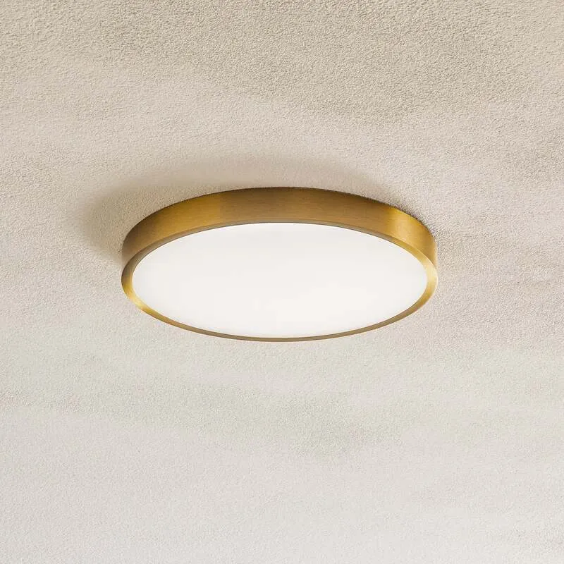 B-Ware Bully Deckenleuchte Lampe LED Aluminium Acryl altmessing weiß warmweiß rund 24 c