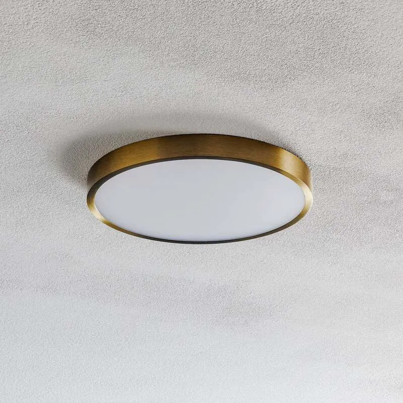 B-Ware Bully Deckenleuchte Lampe LED Aluminium Acryl altmessing weiß warmweiß rund 24 c