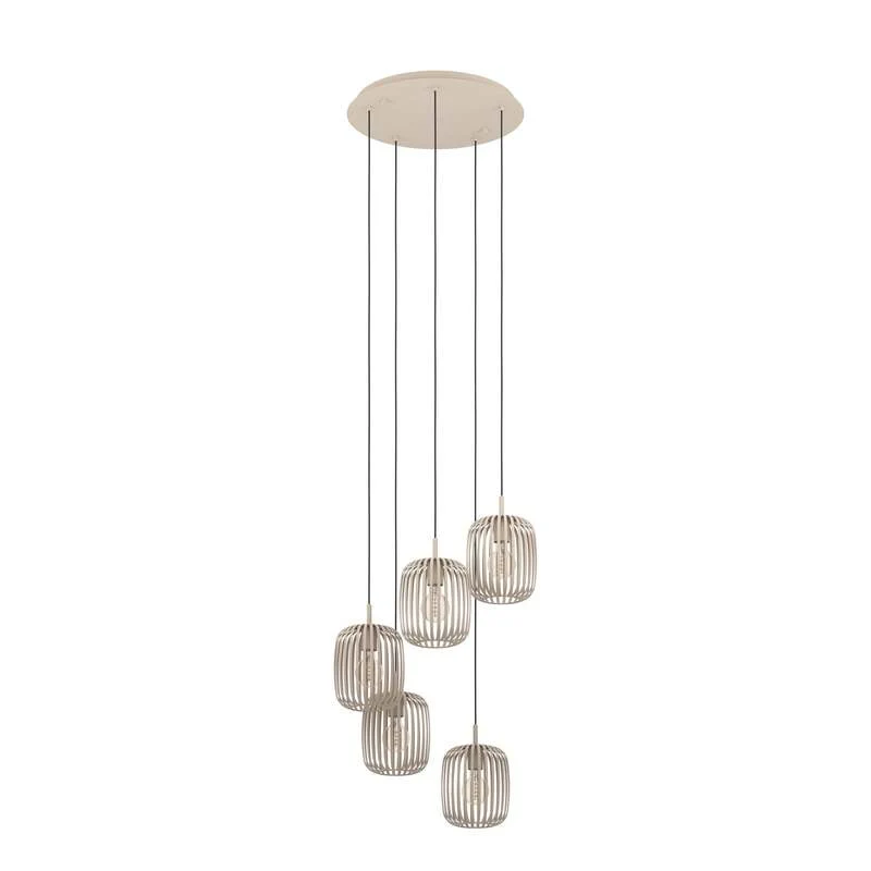 B-Ware Hängelampe Romazzina sandfarben Stahl Ø 50 cm 5-flg dimmbar Eglo