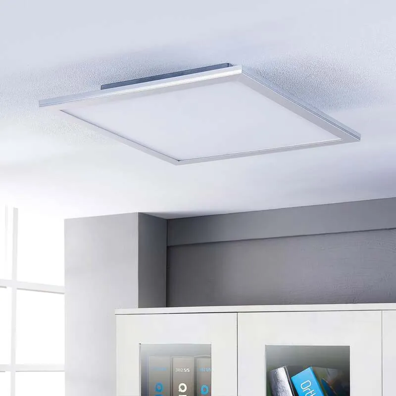 B-Ware Lindby LED Panel Deckenleuchte Deckenlampe CCT Fernbedienung weiß silber 62 cm