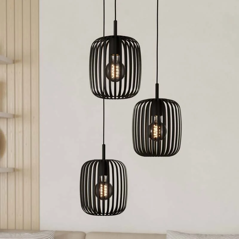 B-Ware Eglo Hängeleuchte Pendelleuchte Romazzina 3-flg dimmbar schwarz Ø46cm Stahl