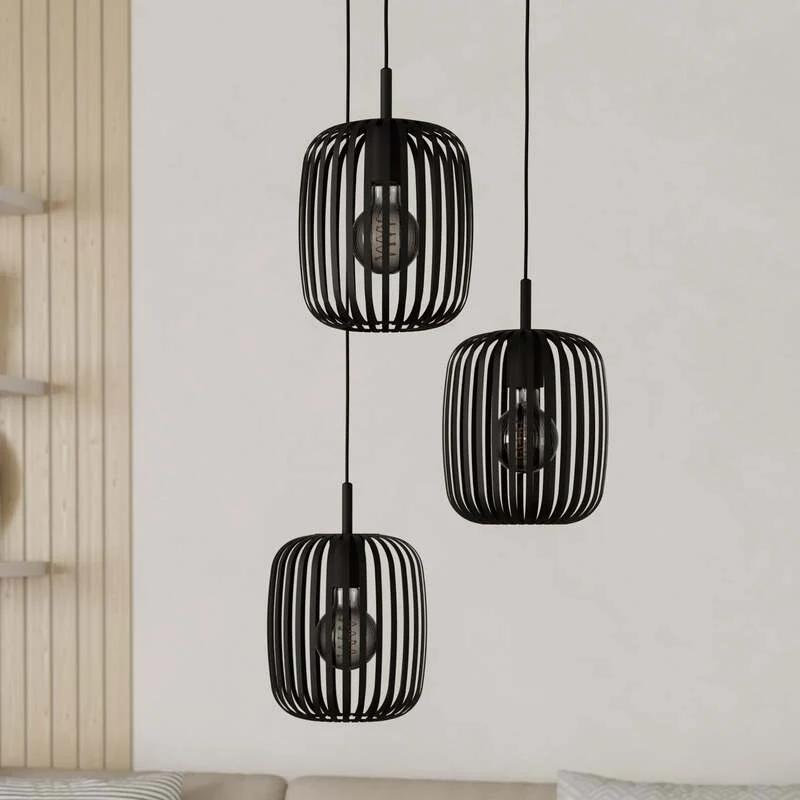 B-Ware Eglo Hängeleuchte Pendelleuchte Romazzina 3-flg dimmbar schwarz Ø46cm Stahl