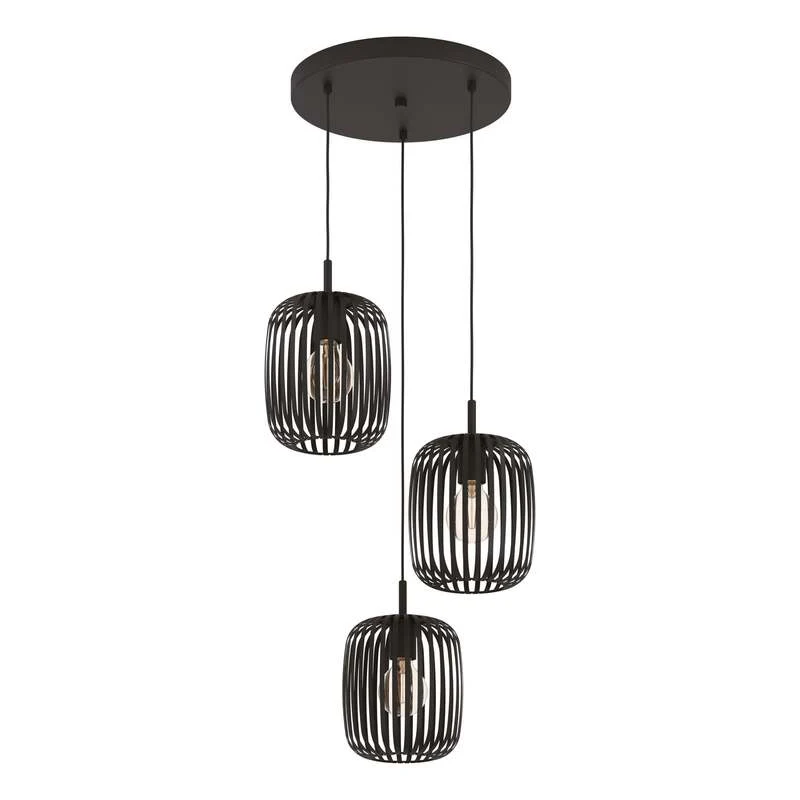 B-Ware Eglo Hängeleuchte Pendelleuchte Romazzina 3-flg dimmbar schwarz Ø46cm Stahl