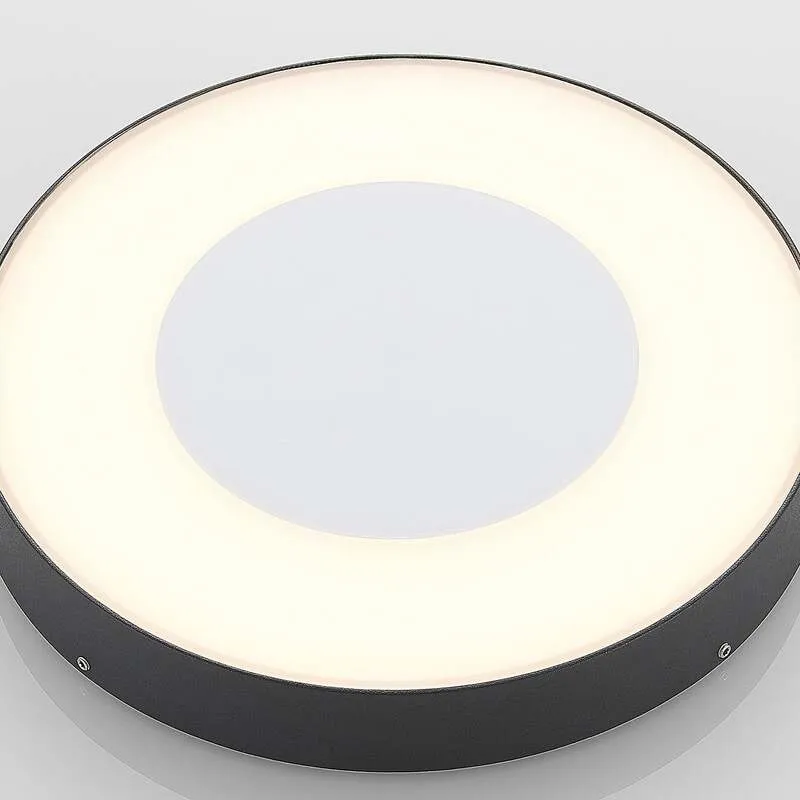 B-Ware Lucande Außenleuchte LED Deckenleuchte Sora mit Bewegungsmelder IP54 grau Ø27cm