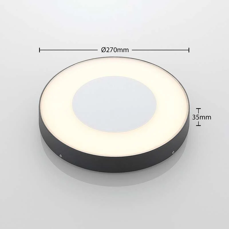 B-Ware Lucande Außenleuchte LED Deckenleuchte Sora mit Bewegungsmelder IP54 grau Ø27cm