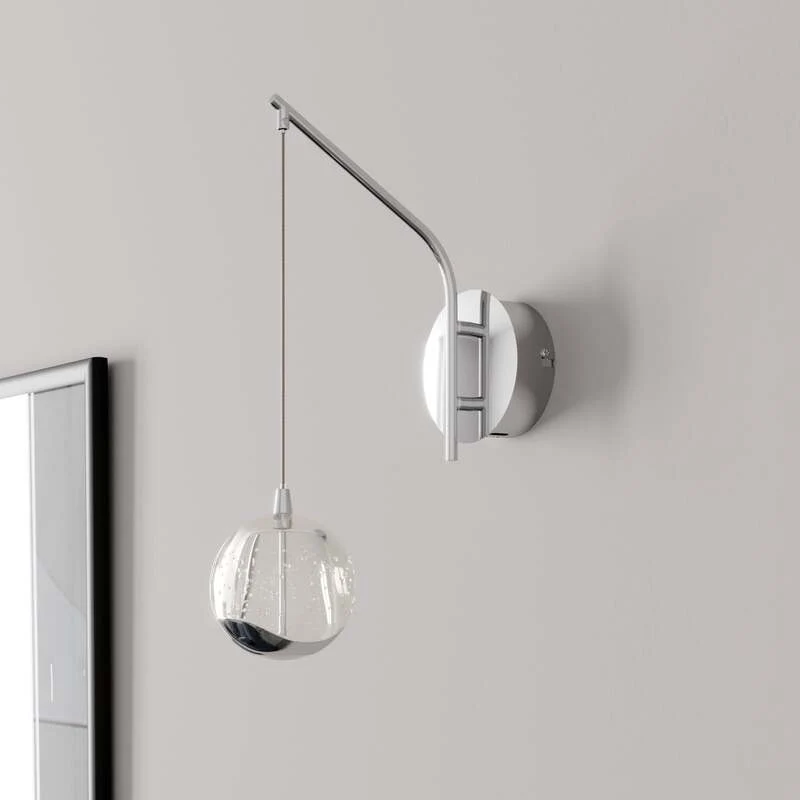 B-Ware Lucande LED-Wandlampe Hayley Wandleuchte Lampe chromfarben Glas 34cm hoch 3000K