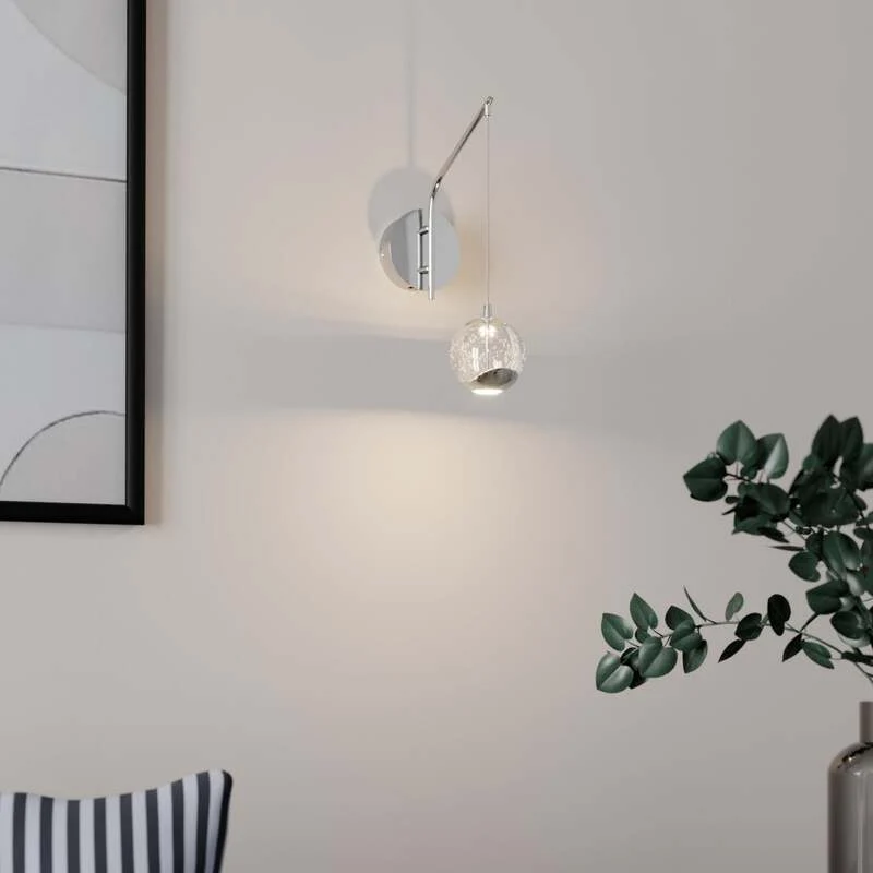 B-Ware Lucande LED-Wandlampe Hayley Wandleuchte Lampe chromfarben Glas 34cm hoch 3000K