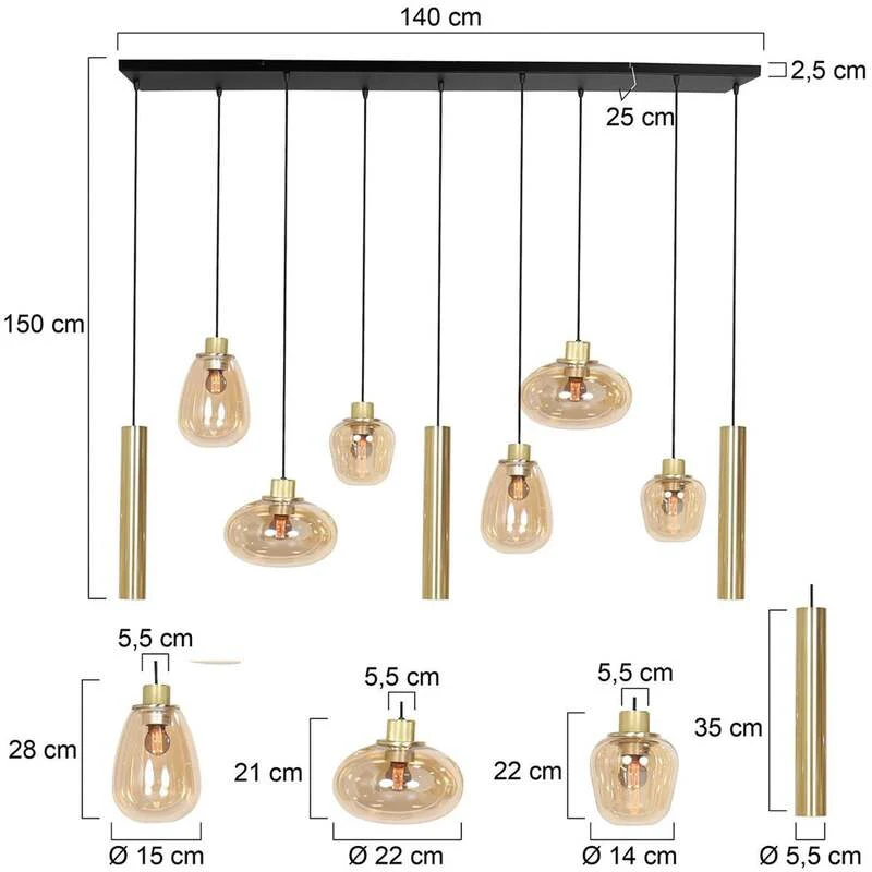 B-Ware Steinhauer Hängeleuchte Reflexion 9-flammig LED Pendelleuchte dimmbar messing