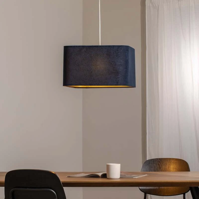 B-Ware Hängeleuchte Kwadro LED Pendelleuchte Licht dimmbar dunkelblau gold 40x40cm