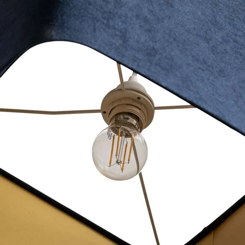 B-Ware Hängeleuchte Kwadro LED Pendelleuchte Licht dimmbar dunkelblau gold 40x40cm