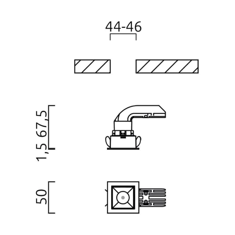 Mini LED Einbaustrahler PIC eckig 500lm