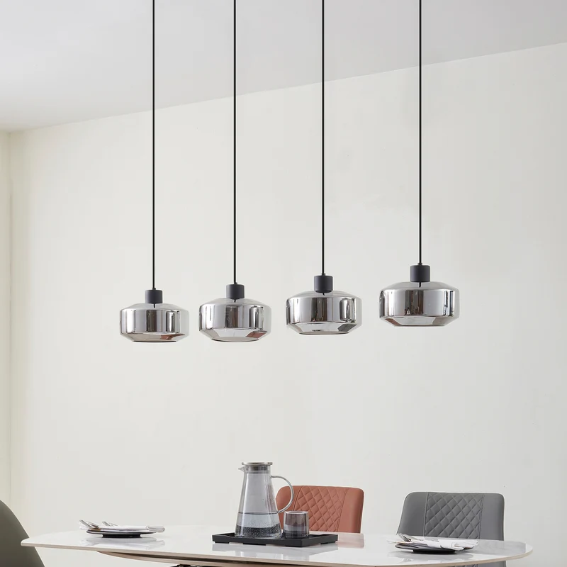 B-Ware Lindby Hängeleuchte Hildur 4-flg 115 cm rauchgrau Glas dimmbar E27