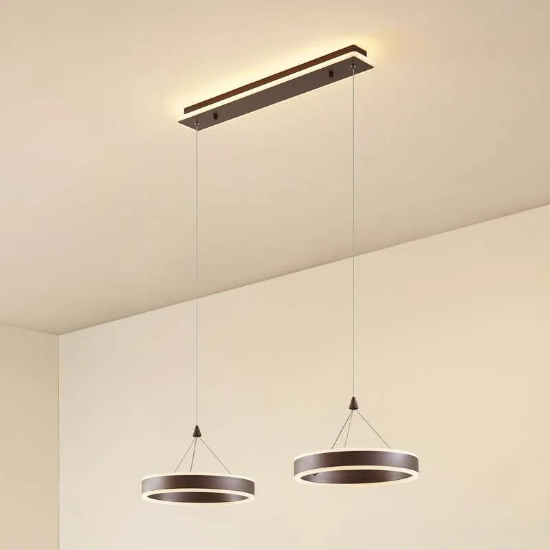 B-Ware Lucande LED-Hängeleuchte Kolo 2-flg dimmbar braun Eisen 21,6 W warmweiß